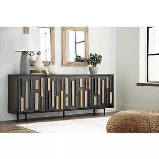 Art Deco 4 Door Accent Cabinet in Black - HER Home Design Boutique